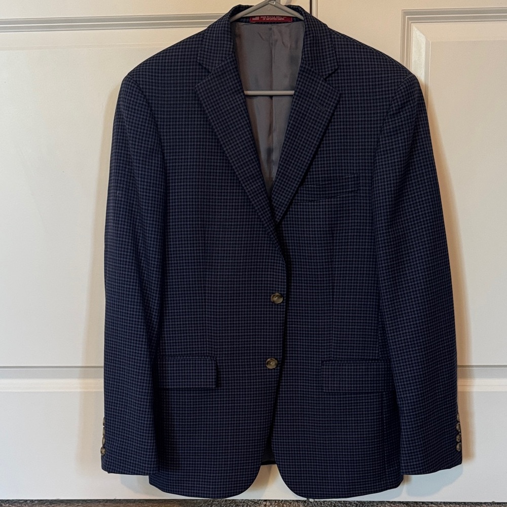 Hart Schaffner Marx Men's Navy Checkered Blazer - Made in USA